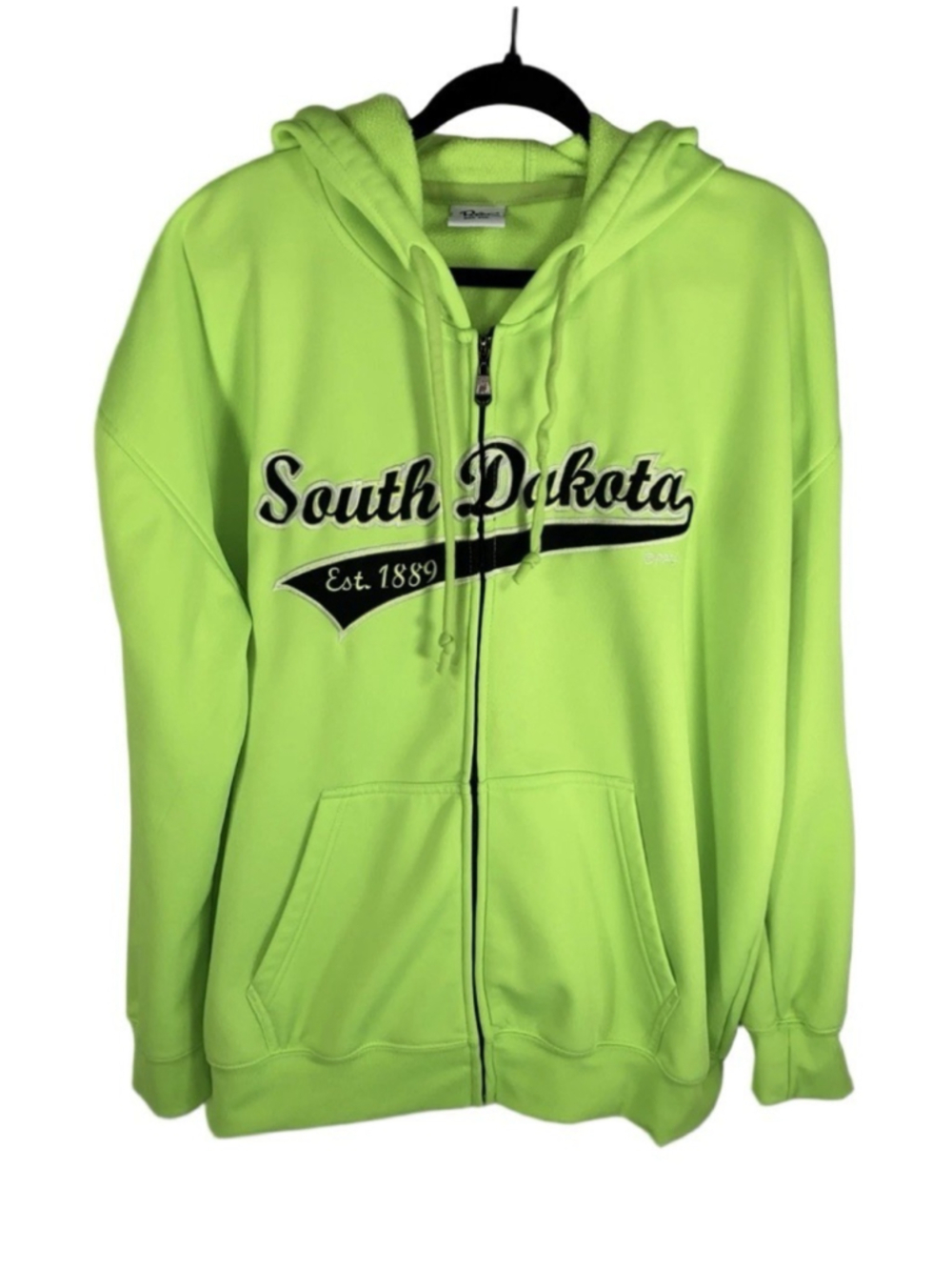 RPG Souvenirs South Dakota Est 1889 Neon Green Full Zip Hoodie XXL
